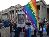 Gandhibild und Pacefahne, Stuttgart, 20.01.2023