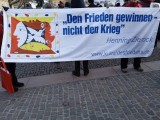 Banner mit dem Motto von Gesellschaft Kultur des Friedens, Stuttgart, 20.01.2023